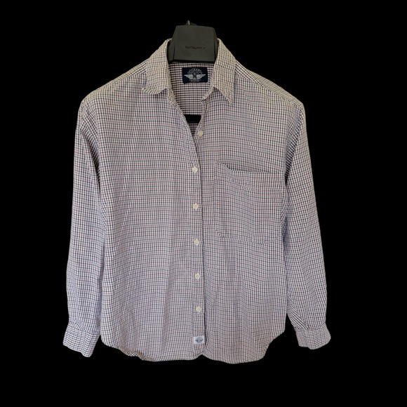 Dockers Tops - Dockers Womens Med Button Down Shirt Long Sleeve Cotton Plaid Check Navy Pink
